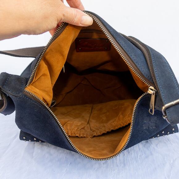PATRICIA NASH Purse Navy Suede Large Handbag Satchel Crossbody Bag NWOT - Picture 15 of 16